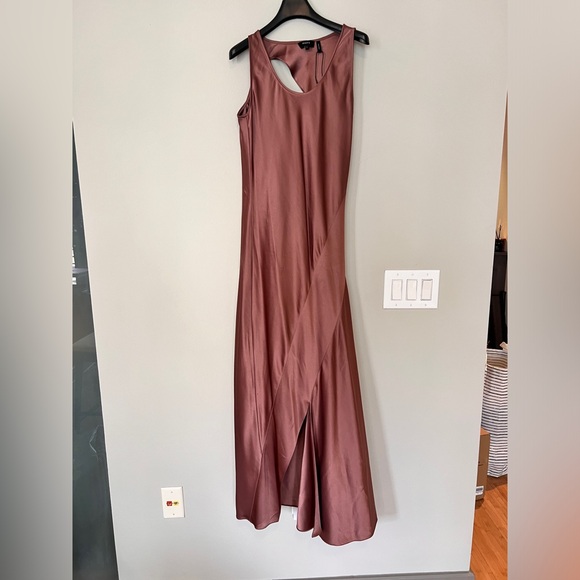 THEORY Minimal Slit Cut Out Back Slip Dress Gown - Picture 3 of 5